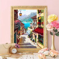 HUACAN Landscape Diamond Painting Full Square House 5D Diamond Embroidery Sale Street Scenery Cross Stitch Home Decoration