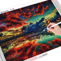 HUACAN Diamond Painting Full Drill Square Landscape 5D DIY Diamond Embroidery Seaside Sunset Picture Of Rhinestone Sunrise
