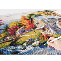 Huacan Diamond Embroidery Landscape Handmade Diamond Painting Village Needlework Mosaic Cross Stitch Home Decor