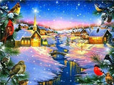 Full Drill Square Diamond Painting Scenic Landscape Diamond Embroidery Winter Rabbit Owl Picture Of Rhinestone - Great Breakthrough