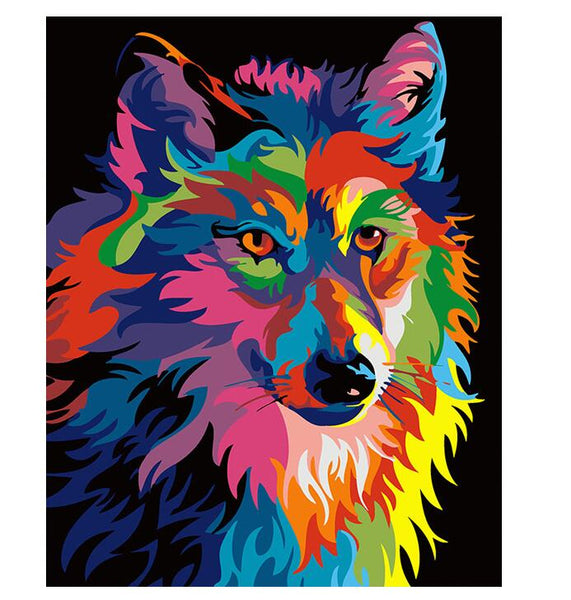 Diy Frame Colorful Wolf DIY Painting By Numbers Calligraphy Painting Kit Animals Modern Wall Art Picture For Home Decor - Great Breakthrough