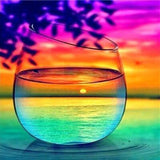 5D Diy Diamond Painting Fruit And Cup Cross Stitch " Cup Sunset Scenery " Full Rhinestones Inlay Diamond Embroidery - Great Breakthrough