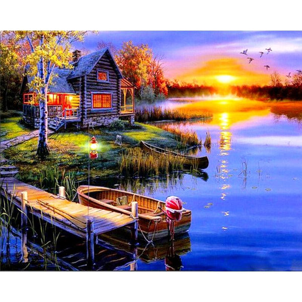 Full Square/Round Drill 5D DIY Diamond Painting "boat landscape" 3D Embroidery Cross Stitch 5D Rhinestone Home Decor Gift