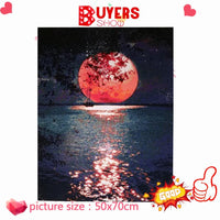 HUACAN 5D Diamond Painting Full Round Drill Moon Pictures Diamond Embroidery Scenic Cross Stitch Home Decoration
