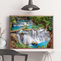 HUACAN Diamond Painting Waterfall Full Square Stones Home Decoration Landscape Diamond Embroidery Scenery Mosaic Beaded Picture