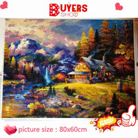 Huacan Diamond Embroidery Landscape Handmade Diamond Painting Village Needlework Mosaic Cross Stitch Home Decor