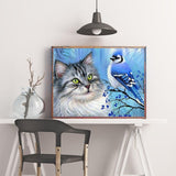 HUACAN Diamond Painting Cat Bird Full Square Drill Home Decoration Display Rhinestone Picture Kits Embroidery