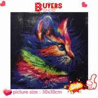 HUACAN Full Drill Square Diamond Painting Cross Stitch Cat 5d Diamond Mosaic Art Diamond Embroidery Animal Rhinestone Picture