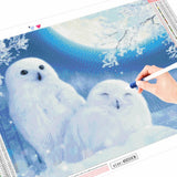 HUACAN Full Drill Square Diamond Painting Landscape Diamond Embroidery Winter Rabbit Owl Picture Of Rhinestone Christmas Decor
