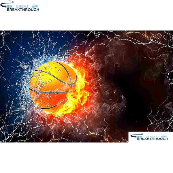 HOMFUN Full Square/Round Drill 5D DIY Diamond Painting "Basketball fire" 3D Embroidery Cross Stitch 5D Home Decor A13256