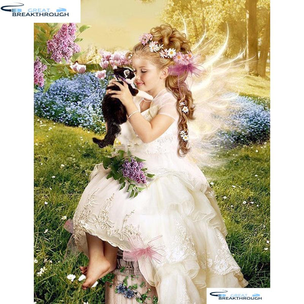 HOMFUN Full Square/Round Drill 5D DIY Diamond Painting "Butterfly fairy cat" 3D Embroidery Cross Stitch 5D Decor Gift A00573