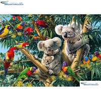 HOMFUN Full Square/Round Drill 5D DIY Diamond Painting "Koalas & Parrots" 3D Embroidery Cross Stitch 5D Home Decor A00717