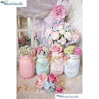 HOMFUN Full Square/Round Drill 5D DIY Diamond Painting "Jar & Flowers" Embroidery Cross Stitch 5D Home Decor Gift A01394