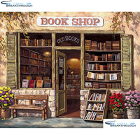 HOMFUN Full Square/Round Drill 5D DIY Diamond Painting "BOOK SHOP" Embroidery Cross Stitch 5D Home Decor Gift A07618