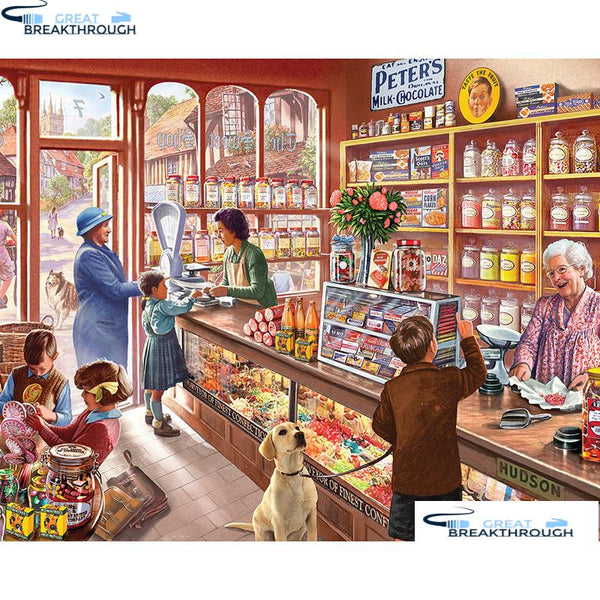 HOMFUN Full Square/Round Drill 5D DIY Diamond Painting "Candy Store" 3D Embroidery Cross Stitch 5D Home Decor A00785