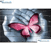 HOMFUN Full Square/Round Drill 5D DIY Diamond Painting "Hand holding butterfl" Embroidery Cross Stitch 5D Home Decor Gift A17005