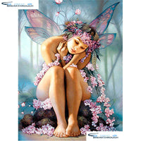 HOMFUN Full Square/Round Drill 5D DIY Diamond Painting "butterfly fairy" 3D Embroidery Cross Stitch 5D Home Decor A13706