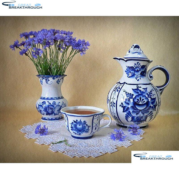 HOMFUN Full Square/Round Drill 5D DIY Diamond Painting "Cup teapot landscape" Embroidery Cross Stitch 3D Home Decor Gift A17634