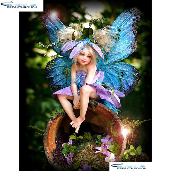 HOMFUN Full Square/Round Drill 5D DIY Diamond Painting "butterfly fairy" Embroidery Cross Stitch 5D Home Decor Gift A07050
