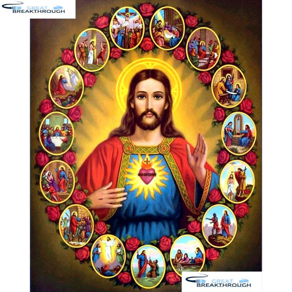 HOMFUN Full Square/Round Drill 5D DIY Diamond Painting "Religious Jesus" Embroidery Cross Stitch 5D Home Decor Gift A14349