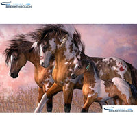HOMFUN Full Square/Round Drill 5D DIY Diamond Painting "Horse family" Embroidery Cross Stitch 5D Home Decor Gift A01459