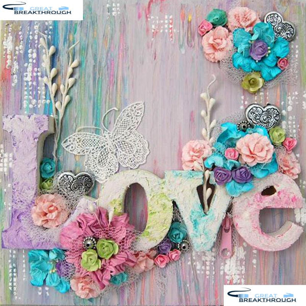 HOMFUN Full Square/Round Drill 5D DIY Diamond Painting "Flower letter" 3D Embroidery Cross Stitch 5D Home Decor Gift A15235