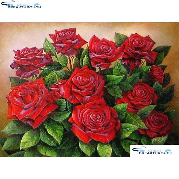 HOMFUN Square/Round Drill 5D DIY Diamond Painting "Red rose flower" Embroidery Cross Stitch Full Rhinestone Decor A27154