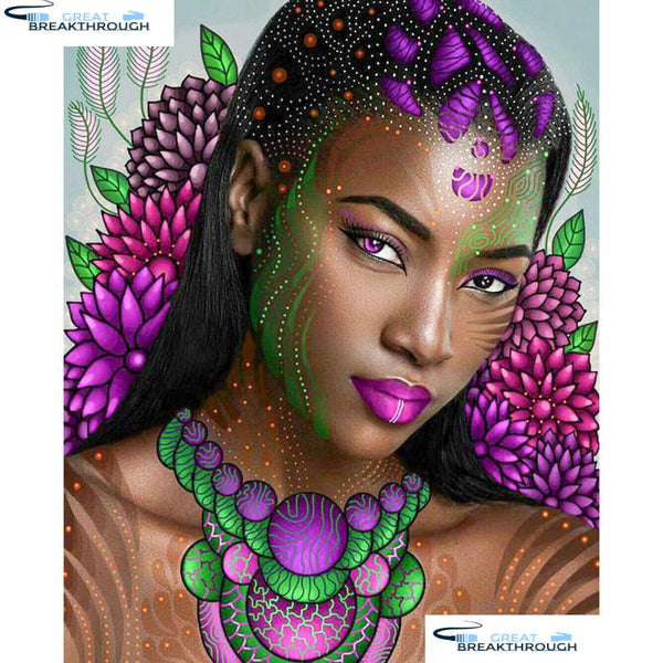HOMFUN Full Square/Round Drill 5D DIY Diamond Painting "African beauty" 3D Diamond Embroidery Cross Stitch Home Decor A20109