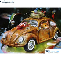 HOMFUN Full Square/Round Drill 5D DIY Diamond Painting "Car frog mouse bird"3D Embroidery Cross Stitch 5D Home Decor Gift A26980