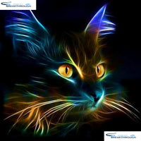 HOMFUN Full Square/Round Drill 5D DIY Diamond Painting "Animal cat" 3D Embroidery Cross Stitch 5D Decor Gift A09540