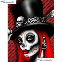 HOMFUN Diamond Painting Full Square/Round Rhinestones Skull girl Diamond Embroidery Diamond Cross Stitch Picture A16051