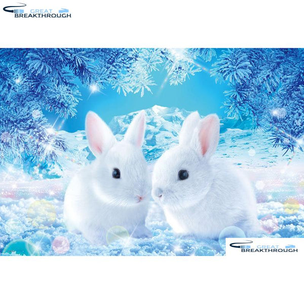 HOMFUN Full Square/Round Drill 5D DIY Diamond Painting "Snow rabbit" Embroidery Cross Stitch 5D Home Decor Gift A01225