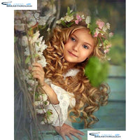 HOMFUN Full Square/Round Drill 5D DIY Diamond Painting "Flower girl" Embroidery Cross Stitch 5D Home Decor Gift A13907