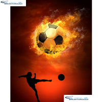 HOMFUN Full Square/Round Drill 5D DIY Diamond Painting "Football fire" Embroidery Cross Stitch 5D Home Decor Gift A13989