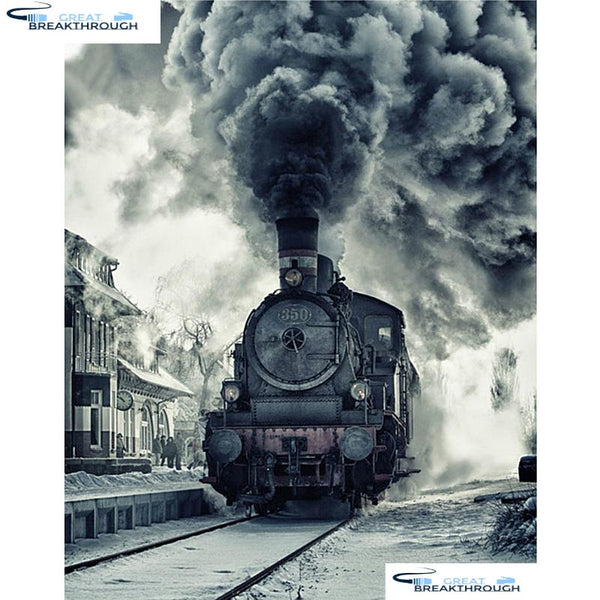 HOMFUN Full Square/Round Drill 5D DIY Diamond Painting "Landscape Train" Embroidery Cross Stitch 5D Home Decor Gift A01198