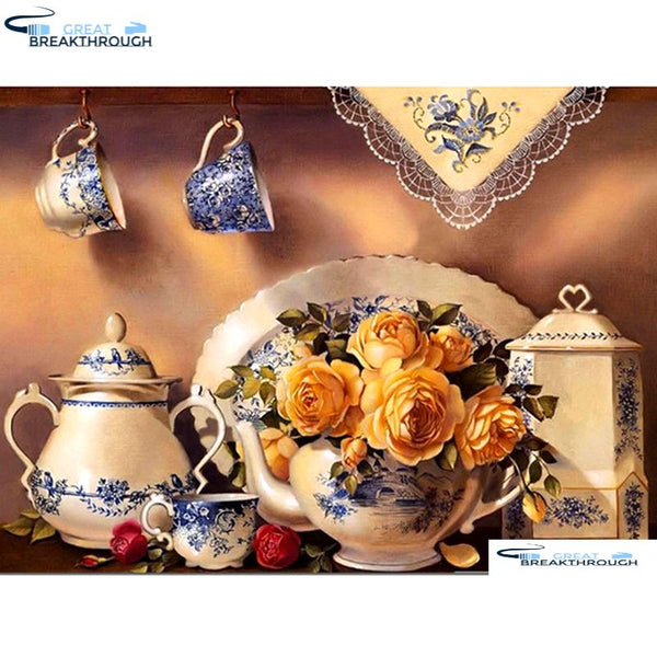 HOMFUN Full Square/Round Drill 5D DIY Diamond Painting "kitchen rose flower" Embroidery Cross Stitch 5D Home Decor A01113