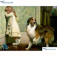 HOMFUN Full Square/Round Drill 5D DIY Diamond Painting "Girl & dog" Embroidery Cross Stitch 5D Home Decor Gift A18357