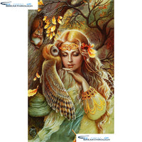 HOMFUN Full Square/Round Drill 5D DIY Diamond Painting "Squirrel woman owl" Embroidery Cross Stitch 3D Home Decor Gift A01361