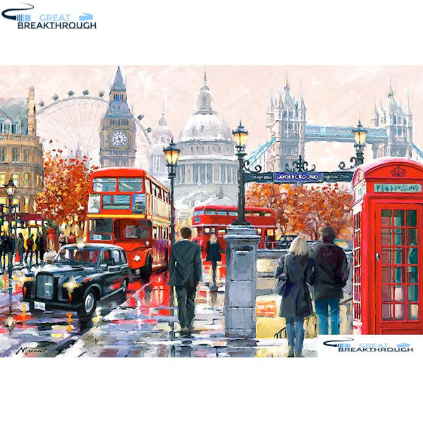 HOMFUN Full Square/Round Drill 5D DIY Diamond Painting "London street" Embroidery Cross Stitch 5D Home Decor Gift A01569