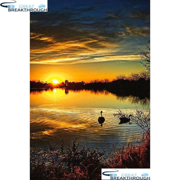 HOMFUN Full Square/Round Drill 5D DIY Diamond Painting "Dusk scenery" 3D Embroidery Cross Stitch 5D Home Decor A15953