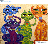 HOMFUN Full Square/Round Drill 5D DIY Diamond Painting "Cartoon cat" Embroidery Cross Stitch 5D Home Decor Gift A07827