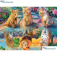 HOMFUN Art 5D Diy Diamond Painting "Animal cat tiger lion" Diamond Pictures Cross Stitch 3D Rhinestone Embroidery Decor A27694