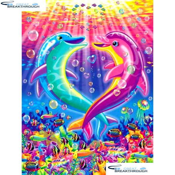 HOMFUN Full Square/Round Drill 5D DIY Diamond Painting "Cartoon dolphin" Embroidery Cross Stitch 5D Home Decor Gift A14721