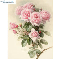 HOMFUN Full Square/Round Drill 5D DIY Diamond Painting "Flowers Rose" 3D Embroidery Cross Stitch 5D Home Decor Gift XY
