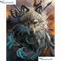 HOMFUN Full Square/Round Drill 5D DIY Diamond Painting "Animal wolf" Embroidery Cross Stitch 5D Home Decor Gift A18203