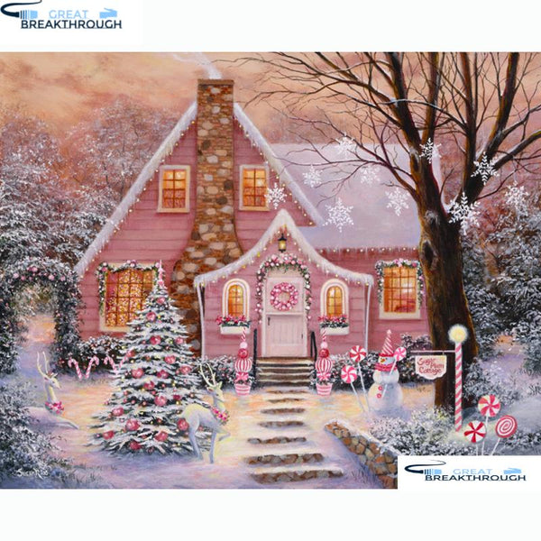 HOMFUN Full Square/Round Drill 5D DIY Diamond Painting "Pink house" Embroidery Cross Stitch 5D Home Decor Gift A14458