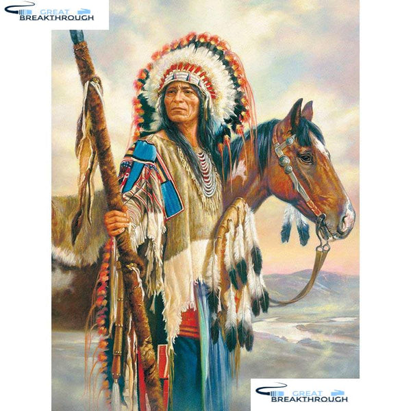 HOMFUN Full Square/Round Drill 5D DIY Diamond Painting "Indian horse " Embroidery Cross Stitch 5D Home Decor Gift A08781