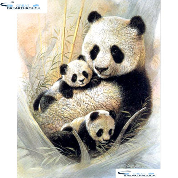 HOMFUN Full Square/Round Drill 5D DIY Diamond Painting "Panda family" Embroidery Cross Stitch 5D Home Decor Gift A01311