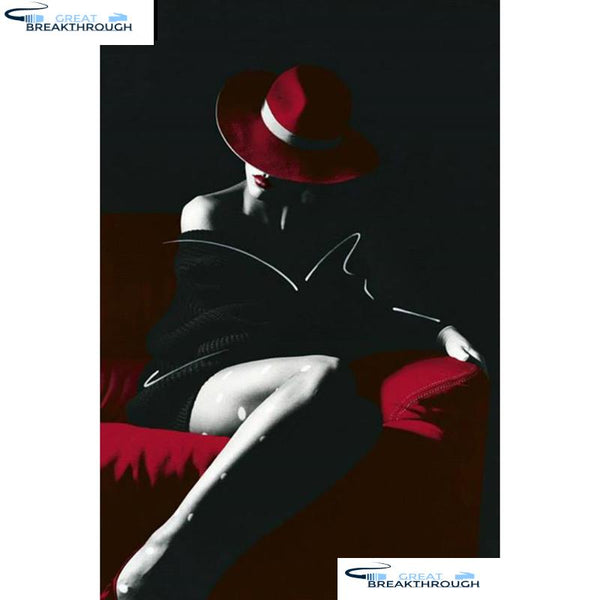 HOMFUN Full Square/Round Drill 5D DIY Diamond Painting "Red hat woman" Embroidery Cross Stitch 5D Home Decor Gift A08796