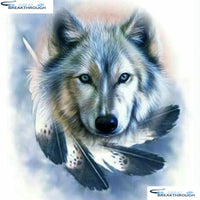 HOMFUN Full Square/Round Drill 5D DIY Diamond Painting "Animal wolf" 3D Embroidery Cross Stitch 5D Home Decor A17449